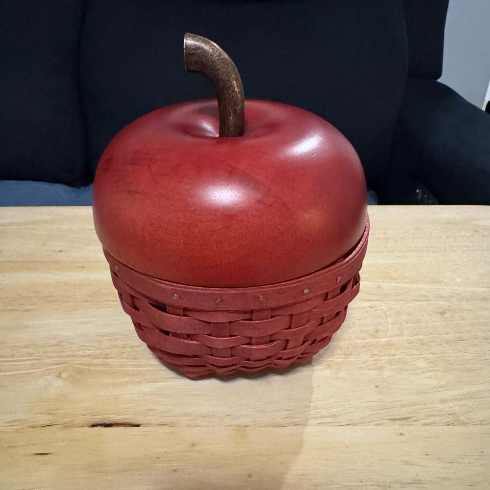 Longaberger Red and Brown Apple Accent Basket